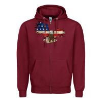 Burgundy 4th july eagle Zipper Hoodie - MaliasSmallBusiness