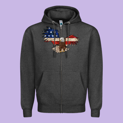 4th July Eagle Zipper Hoodie Designed By Maliassmallbusiness