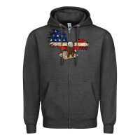 Charcoal Heather 4th july eagle Zipper Hoodie - MaliasSmallBusiness