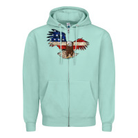 Seafoam 4th july eagle Zipper Hoodie - MaliasSmallBusiness