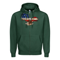 Sports Green 4th july eagle Zipper Hoodie - MaliasSmallBusiness