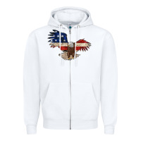 White 4th july eagle Zipper Hoodie - MaliasSmallBusiness