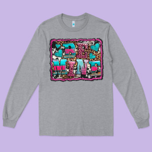 Be Mine Western Valentine's Day Long Sleeve Tee Designed By Adodesignshop