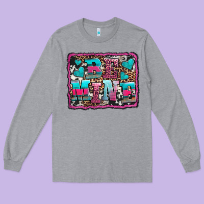 Be Mine Western Valentine's Day Long Sleeve Tee Designed By Adodesignshop