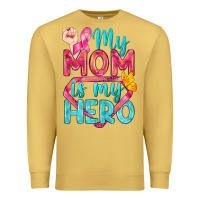 Antique Gold My Mom Is My Hero Breast Cancer Premium Sweatshirt - BundleAndBundleShop