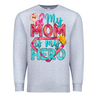 Heather Grey My Mom Is My Hero Breast Cancer Premium Sweatshirt - BundleAndBundleShop