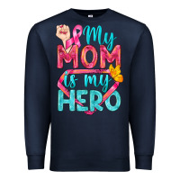 Navy My Mom Is My Hero Breast Cancer Premium Sweatshirt - BundleAndBundleShop