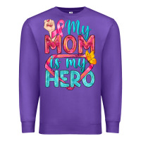 Purple My Mom Is My Hero Breast Cancer Premium Sweatshirt - BundleAndBundleShop