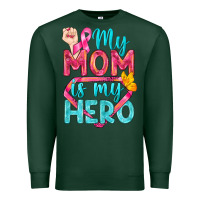 Sports Green My Mom Is My Hero Breast Cancer Premium Sweatshirt - BundleAndBundleShop