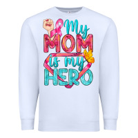 White My Mom Is My Hero Breast Cancer Premium Sweatshirt - BundleAndBundleShop