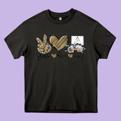 Peace Love Eyes Heavy Core Tee Designed By Maliassmallbusiness