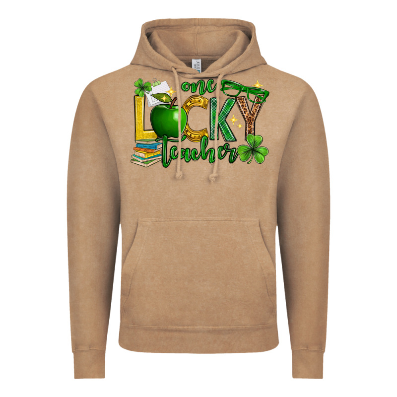 St. Patrick's Day One Lucky Teacher Vintage Hoodie by Neo Western | Teevron