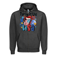 Charcoal Heather party in the usa Zipper Hoodie - MaliasSmallBusiness