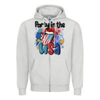 Dove Grey party in the usa Zipper Hoodie - MaliasSmallBusiness