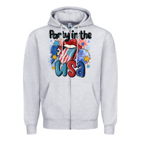 Heather Grey party in the usa Zipper Hoodie - MaliasSmallBusiness