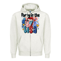 Oatmeal Heather party in the usa Zipper Hoodie - MaliasSmallBusiness