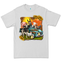 Dove Grey farm truck with farm animals Premium Tee - texasbilliewilder