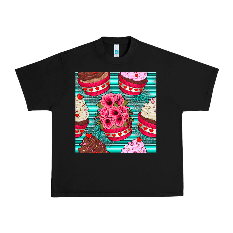 Valentines Day Flower Cupcakes And Serape Seamless Pattern Urban Heavy Tee by BundleAndBundleShop | Teevron