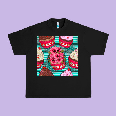 Valentines Day Flower Cupcakes And Serape Seamless Pattern Urban Heavy Tee Designed By Bundleandbundleshop