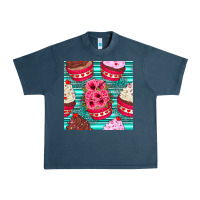 Midnight Navy valentines day flower cupcakes and serape seamless pattern Urban Heavy Tee - BundleAndBundleShop