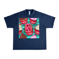 Navy valentines day flower cupcakes and serape seamless pattern Urban Heavy Tee - BundleAndBundleShop