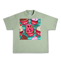 Oil Green valentines day flower cupcakes and serape seamless pattern Urban Heavy Tee - BundleAndBundleShop