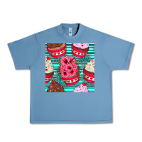 Pebble Blue valentines day flower cupcakes and serape seamless pattern Urban Heavy Tee - BundleAndBundleShop