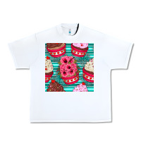 White valentines day flower cupcakes and serape seamless pattern Urban Heavy Tee - BundleAndBundleShop