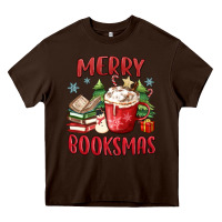Chocolate Brown merry booksmas Heavy Core Tee - MaliasSmallBusiness
