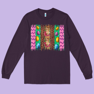 Easter Leopard Egg Bunny Brush Stroke Long Sleeve Tee Designed By Artiststas
