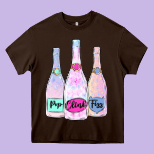 Pop Clink Fizz Champagne Bubbly Heavy Core Tee Designed By Maliassmallbusiness