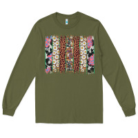 Army Green easter leopard cowhide bunny brush stroke Long Sleeve Tee - Artiststas