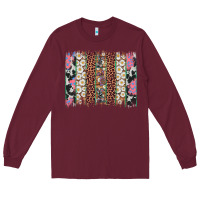 Burgundy easter leopard cowhide bunny brush stroke Long Sleeve Tee - Artiststas