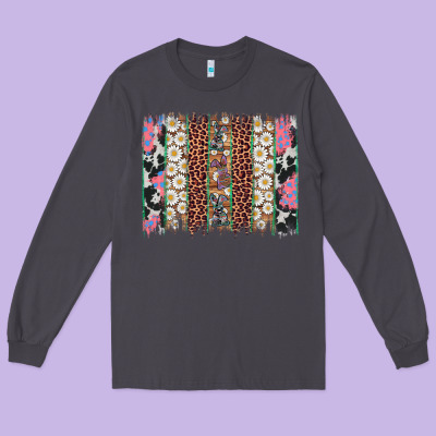 Easter Leopard Cowhide Bunny Brush Stroke Long Sleeve Tee Designed By Artiststas