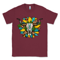Burgundy bull skull gemstone cactus leopard sunflower Classic Tee - Artiststas