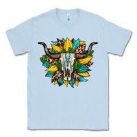 Dusty Blue bull skull gemstone cactus leopard sunflower Classic Tee - Artiststas