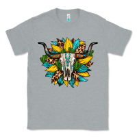 Heather Grey bull skull gemstone cactus leopard sunflower Classic Tee - Artiststas