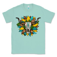 Seafoam bull skull gemstone cactus leopard sunflower Classic Tee - Artiststas
