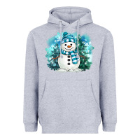Heather Grey winter snowman Heavyweight Hoodie - MaliasSmallBusiness