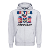 Heather Grey getting star spangled hammered Zipper Hoodie - MaliasSmallBusiness
