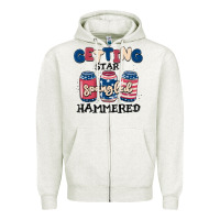 Oatmeal Heather getting star spangled hammered Zipper Hoodie - MaliasSmallBusiness