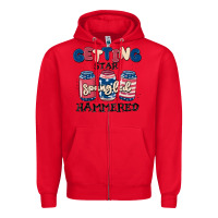 Red getting star spangled hammered Zipper Hoodie - MaliasSmallBusiness