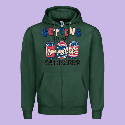 Getting Star Spangled Hammered Zipper Hoodie Designed By Maliassmallbusiness