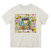 Cream school bus driver Heavy Core Tee - MaliasSmallBusiness