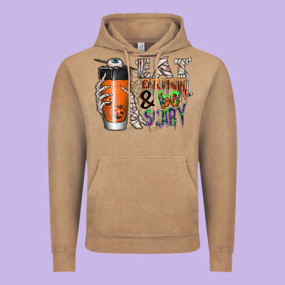 Eat Drink Be Scary Vintage Hoodie Designed By Cowhidedigitalart