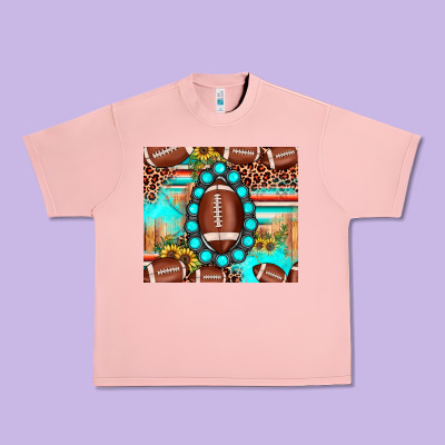 Football Leopard Turquoise Gemstone Sunflower Urban Heavy Tee Designed By Jahusdesignshop