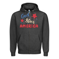 Charcoal Heather god bless america Zipper Hoodie - MaliasSmallBusiness