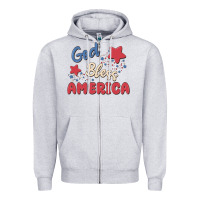 Heather Grey god bless america Zipper Hoodie - MaliasSmallBusiness