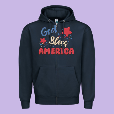 God Bless America Zipper Hoodie Designed By Maliassmallbusiness