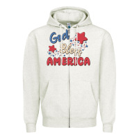 Oatmeal Heather god bless america Zipper Hoodie - MaliasSmallBusiness